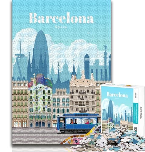 Reise nach Barcelona, Puzzle für Teenager, 1000 Teile, anspruchsvolles Spiel, Geschenke für die ganze Familie, 50x75cm Reise nach Barcelona, Puzzle für Teenager, 1000 Teile, anspruchsvolles Spiel, Geschenke für die ganze Familie, 50x75cm von FLKFDOZ