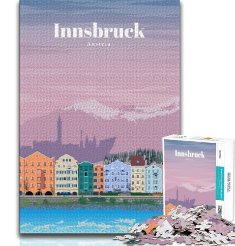 Reise nach Innsbruck, 2000-teiliges Puzzle für Teenager, anspruchsvolles Spiel und Familienspaß mit vollständig ineinandergreifenden, zufällig geformten Teilen, 70x100cm Reise nach Innsbruck, 2000-teiliges Puzzle für Teenager, anspruchsvolles Spiel und Familienspaß mit vollständig ineinandergreifenden, zufällig geformten Teilen, 70x100cm von FLKFDOZ