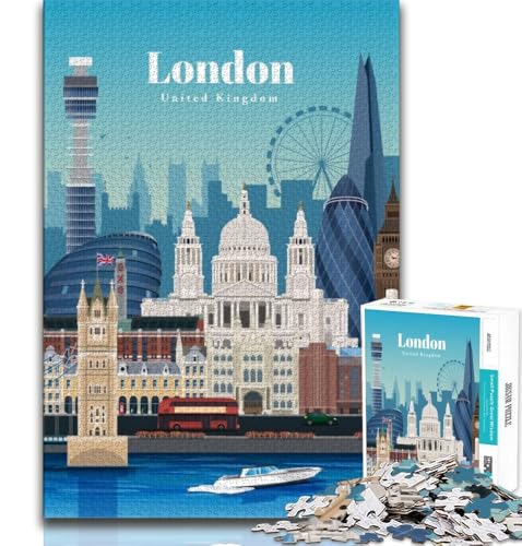 Reise nach und besuche London, 2000-teiliges Puzzle für Erwachsene und Jugendliche, anspruchsvolles Spiel und Familienspaß, ganze Familie, 70x100cm von FLKFDOZ