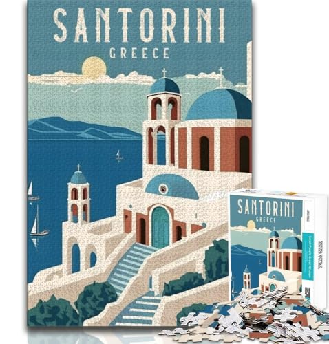 Santorini Griechenland Reise-Puzzle für Teenager, 1000 Teile, anspruchsvolles Spiel und Familienspiel mit vollständig ineinandergreifenden, zufällig geformten Teilen, 38x52cm Santorini Griechenland Reise-Puzzle für Teenager, 1000 Teile, anspruchsvolles Spiel und Familienspiel mit vollständig ineinandergreifenden, zufällig geformten Teilen, 38x52cm von FLKFDOZ