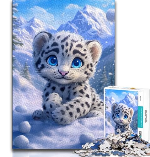 Schneeleopardenbaby, 1000 Teile Puzzle für Erwachsene und Jugendliche, Spielzeug, Lernspiele, Stressabbau, tolle Geschenke und Spielzeuge, 38x26cm Schneeleopardenbaby, 1000 Teile Puzzle für Erwachsene und Jugendliche, Spielzeug, Lernspiele, Stressabbau, tolle Geschenke und Spielzeuge, 38x26cm von FLKFDOZ