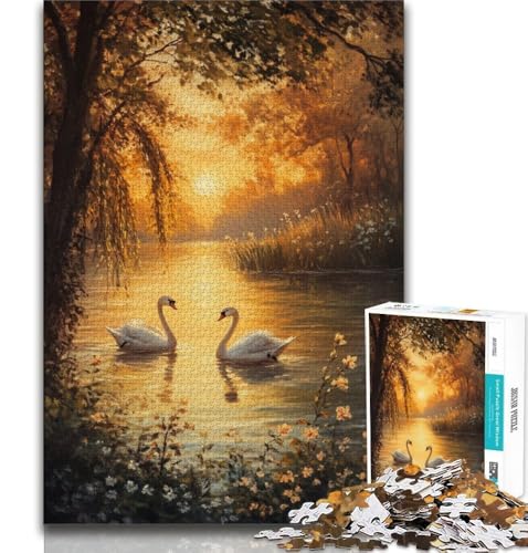 Schwanenpaar 1000-teiliges Puzzle für Erwachsene und Jugendliche, entspannendes intellektuelles Lernspielzeug, Geburtstagsgeschenk, Geschenke, Wandkunst, 38x26cm Schwanenpaar 1000-teiliges Puzzle für Erwachsene und Jugendliche, entspannendes intellektuelles Lernspielzeug, Geburtstagsgeschenk, Geschenke, Wandkunst, 38x26cm von FLKFDOZ
