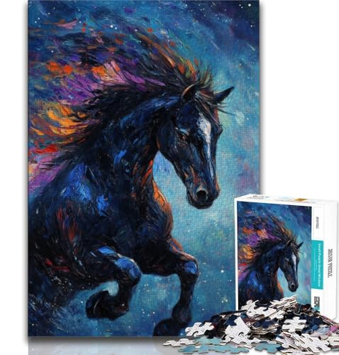 Schwarzes Pferd-Puzzle für Teenager, 1000 Teile, Familienspiel, Stressabbau, schwierige Herausforderung, Künstlersammlung, bildende Kunst, 50x75cm Schwarzes Pferd-Puzzle für Teenager, 1000 Teile, Familienspiel, Stressabbau, schwierige Herausforderung, Künstlersammlung, bildende Kunst, 50x75cm von FLKFDOZ