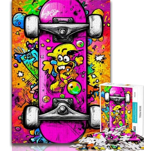 Skateboard-Puzzle für Erwachsene, 1000 Teile, schwierig, Lernspielzeug, Familienspiele, Geschenke für Freunde und Familie, 38x26cm Skateboard-Puzzle für Erwachsene, 1000 Teile, schwierig, Lernspielzeug, Familienspiele, Geschenke für Freunde und Familie, 38x26cm von FLKFDOZ