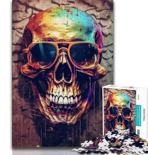 Skelett mit Kopfhörern, Puzzle 1000 Teile, für Teenager, Geschenke, Spielzeug, Lernspiele, Stressabbau, tolle Geschenke und Spielzeuge, 50x75cm Skelett mit Kopfhörern, Puzzle 1000 Teile, für Teenager, Geschenke, Spielzeug, Lernspiele, Stressabbau, tolle Geschenke und Spielzeuge, 50x75cm von FLKFDOZ