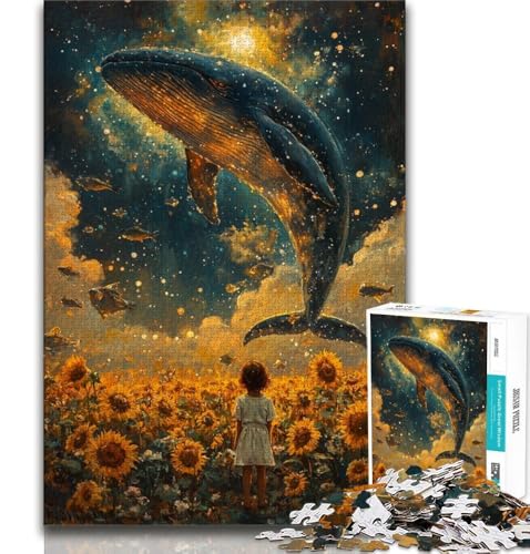 Sonnenblumen und Wale, 1000 Teile Puzzle für Erwachsene und Jugendliche, dekomprimierendes intellektuelles Lernspielzeug, perfekte Dekoration, 38x26cm Sonnenblumen und Wale, 1000 Teile Puzzle für Erwachsene und Jugendliche, dekomprimierendes intellektuelles Lernspielzeug, perfekte Dekoration, 38x26cm von FLKFDOZ