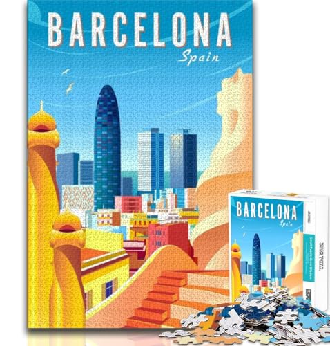 Spanien Barcelona Reise-Kunst-Puzzle für Teenager, 1000 Teile, anspruchsvolles Spiel und Familienspiel mit vollständig ineinandergreifenden, zufällig geformten Teilen, 50x75cm Spanien Barcelona Reise-Kunst-Puzzle für Teenager, 1000 Teile, anspruchsvolles Spiel und Familienspiel mit vollständig ineinandergreifenden, zufällig geformten Teilen, 50x75cm von FLKFDOZ