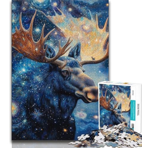 Sternenhimmel-Elch-Puzzle für Erwachsene, 1000-teiliges Puzzle, Denkspiel, Wanddekoration, einzigartige Geburtstags, 38x26cm Sternenhimmel-Elch-Puzzle für Erwachsene, 1000-teiliges Puzzle, Denkspiel, Wanddekoration, einzigartige Geburtstags, 38x26cm von FLKFDOZ