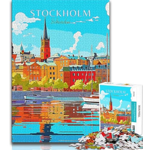 Stockholm, Schweden, Reise-Puzzle, 1000 Teile, für Erwachsene, anspruchsvolles Spiel und Familienspiel, Wanddekoration, einzigartige Geburtstags, 50x75cm Stockholm, Schweden, Reise-Puzzle, 1000 Teile, für Erwachsene, anspruchsvolles Spiel und Familienspiel, Wanddekoration, einzigartige Geburtstags, 50x75cm von FLKFDOZ