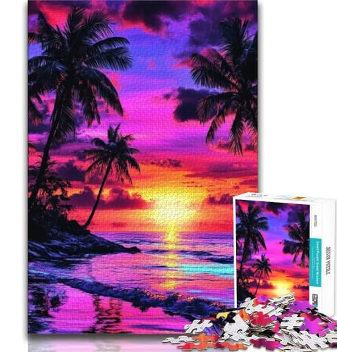 Strand bei Sonnenuntergang, Puzzle für Erwachsene, Lernspiel, Herausforderungsspielzeug, ganze Familie, 38x52cm von FLKFDOZ