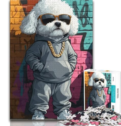 Street Dog 1000-teiliges Puzzle für Erwachsene und Jugendliche, Staycation-Zeitvertreib mit vollständig ineinandergreifenden, zufällig geformten Teilen, 38x26cm von FLKFDOZ