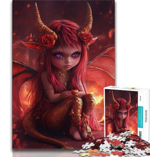 Teufels-Puzzle mit kleinem Drachenmädchen für Erwachsene und Teenager, 2000 Teile, hilft dem Gehirn, süchtig machendes Spielzeug zu trainieren, um Geduld zu fördern, EIN Kunstwerk, 70x100cm von FLKFDOZ