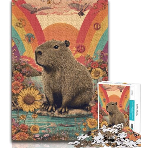 Tier-Capybara-Puzzle, 1000 Teile, für Teenager, zum Stressabbau, schwierige Herausforderung, stärkt die Liebe zwischen Paaren, 50x75cm Tier-Capybara-Puzzle, 1000 Teile, für Teenager, zum Stressabbau, schwierige Herausforderung, stärkt die Liebe zwischen Paaren, 50x75cm von FLKFDOZ