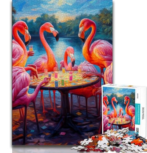 Tiere Spielen Poker, 1000-teiliges Puzzle für Teenager, für Lernspiele, Herausforderungsspielzeug, einzigartige Heimdekoration und Geschenke, 38x52cm von FLKFDOZ