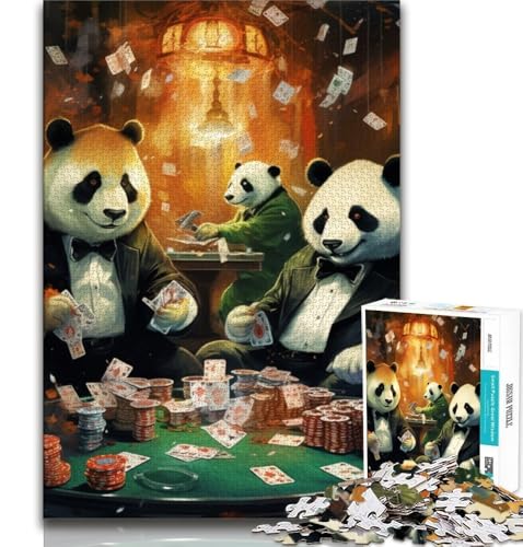 Tiere Spielen Poker Puzzle für Erwachsene 1000 Teile Puzzle, Lernspielzeug für Lernende, ganze Familie 38x52cm von FLKFDOZ