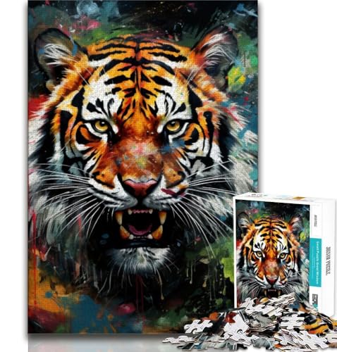 Tiertiger-Puzzle für Erwachsene, 1000 Teile, anspruchsvolles Spiel und Familienspiel, ganze Familie, 38x26cm Tiertiger-Puzzle für Erwachsene, 1000 Teile, anspruchsvolles Spiel und Familienspiel, ganze Familie, 38x26cm von FLKFDOZ