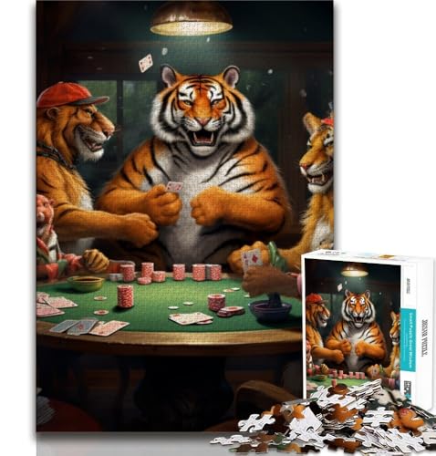 Tiger Poker Puzzle 1000 Teile für Erwachsene und Jugendliche, Spielzeug, Lernspiele, Stressabbau, tolle Geschenke und Spielzeuge, 50x75cm Tiger Poker Puzzle 1000 Teile für Erwachsene und Jugendliche, Spielzeug, Lernspiele, Stressabbau, tolle Geschenke und Spielzeuge, 50x75cm von FLKFDOZ