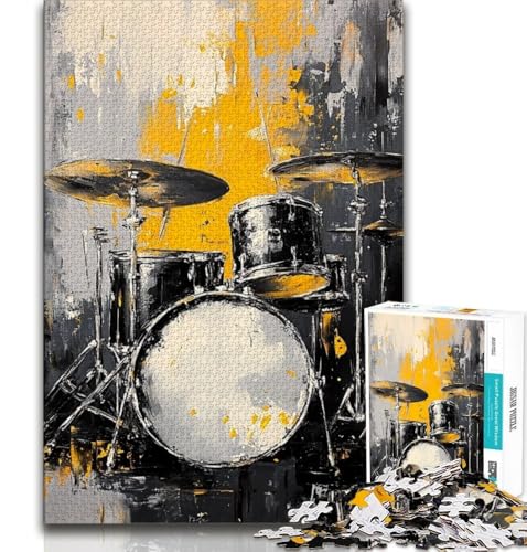 Trommel-Set, Ölgemälde, 1000-teiliges Puzzle für Erwachsene und Jugendliche, Lernspielzeug, Familienspiele, Geburtstagsgeschenk, Geschenke, 38x26cm von FLKFDOZ