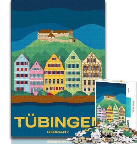 Tübingen Stadtbild-Puzzle 1000 Teile für Erwachsene, Lernspiel, Herausforderung, Spielzeug, Wanddekoration, einzigartige Geburtstags, 38x52cm von FLKFDOZ