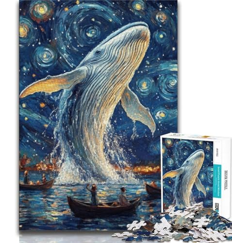 Wale im Sternenhimmel, Puzzle 1000 Teile für Teenager, Lernspiele, Heimdekoration, Geschenk für die ganze Familie, 50x75cm von FLKFDOZ