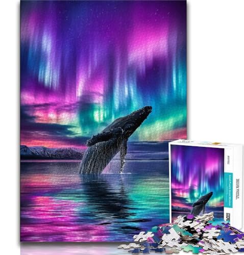 Wale unter der Aurora, Puzzle für Teenager, 1000 Teile, Lernspiele, Heimdekoration, Geschenk für die ganze Familie, 38x52cm Wale unter der Aurora, Puzzle für Teenager, 1000 Teile, Lernspiele, Heimdekoration, Geschenk für die ganze Familie, 38x52cm von FLKFDOZ