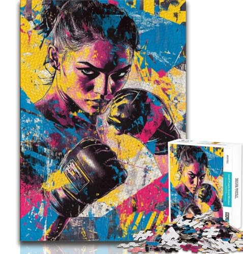 Weibliche Boxer-Puzzles 1000 Teile für Teenager-Geschenke, Spielzeug, Lernspiele, Stressabbau, tolle Geschenke und Spielzeuge, 50x75cm von FLKFDOZ