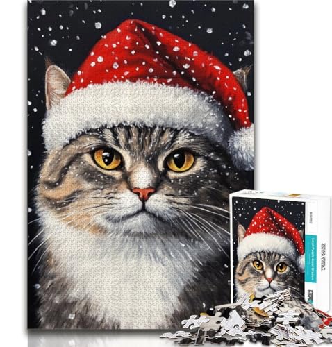 Weihnachtsmannmütze-Katzen-Puzzle für Erwachsene, 1000-teiliges Puzzle, Denkspiel, Wanddekoration, einzigartige Geburtstags, 38x26cm Weihnachtsmannmütze-Katzen-Puzzle für Erwachsene, 1000-teiliges Puzzle, Denkspiel, Wanddekoration, einzigartige Geburtstags, 38x26cm von FLKFDOZ