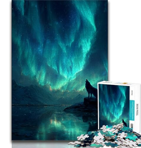 Wolf Under The Aurora Puzzles für Teenager, 1000 Teile, helfen dem Gehirn, süchtig machendes Spielzeug zu trainieren, um Geduld zu fördern, tolles Geschenk, 38x26cm Wolf Under The Aurora Puzzles für Teenager, 1000 Teile, helfen dem Gehirn, süchtig machendes Spielzeug zu trainieren, um Geduld zu fördern, tolles Geschenk, 38x26cm von FLKFDOZ