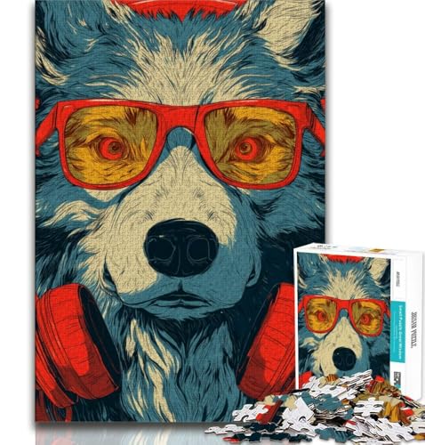 Wolf mit Kopfhörern, Puzzle 2000 Teile für Erwachsene, Lernspiel, Herausforderungsspielzeug, ganze Familie, 70x100cm Wolf mit Kopfhörern, Puzzle 2000 Teile für Erwachsene, Lernspiel, Herausforderungsspielzeug, ganze Familie, 70x100cm von FLKFDOZ