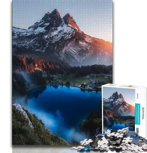 Wunderschöne Berge und Seen, 1000-teiliges Puzzle, Lernspiel, Herausforderung, Spielzeug, Wanddekoration, einzigartige Geburtstags, 38x26cm von FLKFDOZ