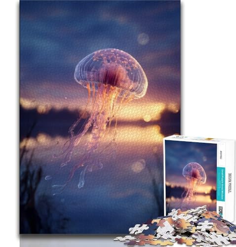 Wunderschönes Quallen-Puzzle für Erwachsene, 1000 Teile, Stressabbau, Zeitvertreib zu Hause, mit passendem Poster und Quizblatt, 38x52cm Wunderschönes Quallen-Puzzle für Erwachsene, 1000 Teile, Stressabbau, Zeitvertreib zu Hause, mit passendem Poster und Quizblatt, 38x52cm von FLKFDOZ