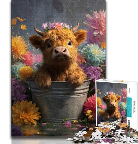 Yak Flowers 1000-teiliges Puzzle für Erwachsene und Jugendliche, Quizspiel, Wanddekoration, einzigartige Geburtstags, 38x26cm von FLKFDOZ