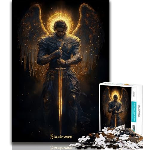 Zehn mittelalterliche Engelritter-Puzzles für Erwachsene, 1000 Teile, schwierig, hilft dem Gehirn, süchtig machendes Spielzeug zur Förderung der Geduld, tolles Geschenk, 38x52cm von FLKFDOZ