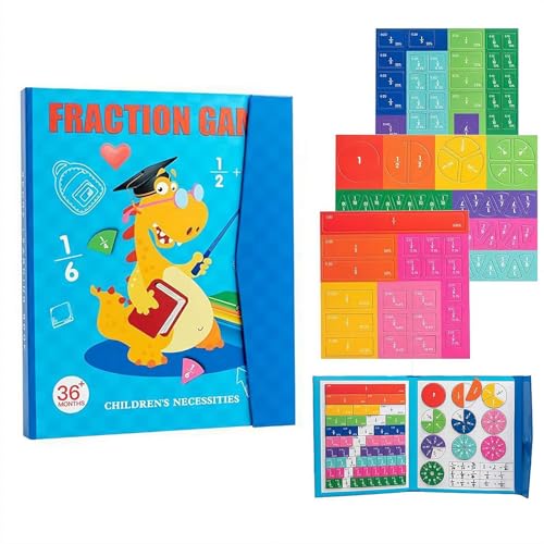 FLKWOP Magnetic Fraktion Demonstration Book, Magnetic Fraktion Tiles, Fractions Manipulatives, Score Disk Demonstrator Math Puzzle Learning Building Block Set von FLKWOP