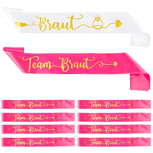 FLOFIA 10 PCS Braut Schärpe 9* Team Braut Schärpe Junggesellinnenabschied Schärpe JGA Party Schärpe Hochzeit Party Schärpe Zubehör Brautaccessoires Rosa FLOFIA 10 PCS Braut Schärpe 9* Team Braut Schärpe Junggesellinnenabschied Schärpe JGA Party Schärpe Hochzeit Party Schärpe Zubehör Brautaccessoires Rosa von FLOFIA