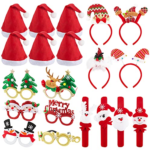 FLOFIA 20 Pcs Weihnachten Kostüm Zubehör 6x Weihnachten Brille Rahmen Lustige Weihnachtsbrillen + 6x Weihnachtsmütze + 4x Schnapp Armband + 4x Stirnbänder für Xmas Party Fotorequisiten FLOFIA 20 Pcs Weihnachten Kostüm Zubehör 6x Weihnachten Brille Rahmen Lustige Weihnachtsbrillen + 6x Weihnachtsmütze + 4x Schnapp Armband + 4x Stirnbänder für Xmas Party Fotorequisiten von FLOFIA