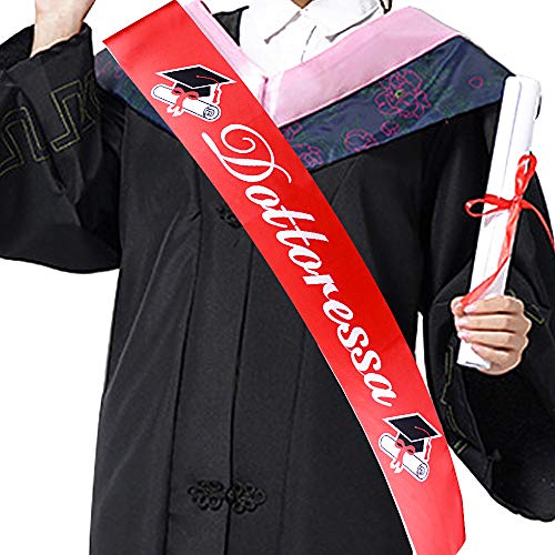 FLOFIA Italienisch Dottoressa Abschluss Schärpe Graduierung Doktor Schal Graduierung Gadget Graduierung Party Zubehör rot FLOFIA Italienisch Dottoressa Abschluss Schärpe Graduierung Doktor Schal Graduierung Gadget Graduierung Party Zubehör rot von FLOFIA