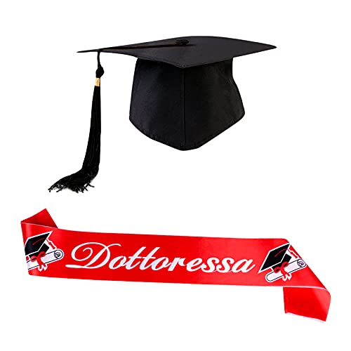 FLOFIA Italienisches Abschluss Schärpe Dottoressa Abschlussband mit Abschlusskappe Abschluss Hut Dotor Bachelor Master FLOFIA Italienisches Abschluss Schärpe Dottoressa Abschlussband mit Abschlusskappe Abschluss Hut Dotor Bachelor Master von FLOFIA
