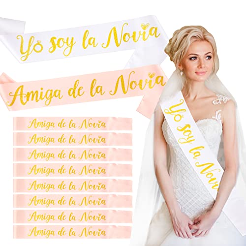 FLOFIA Spanisch 10PCS JGA Schärpe Novia Bride Schärpe 9* Team Novia Schärpe Rosegold Junggesellinnenabschied Schärpe JGA Party Schärpe Hochzeit Zubehör Brautaccessoires FLOFIA Spanisch 10PCS JGA Schärpe Novia Bride Schärpe 9* Team Novia Schärpe Rosegold Junggesellinnenabschied Schärpe JGA Party Schärpe Hochzeit Zubehör Brautaccessoires von FLOFIA