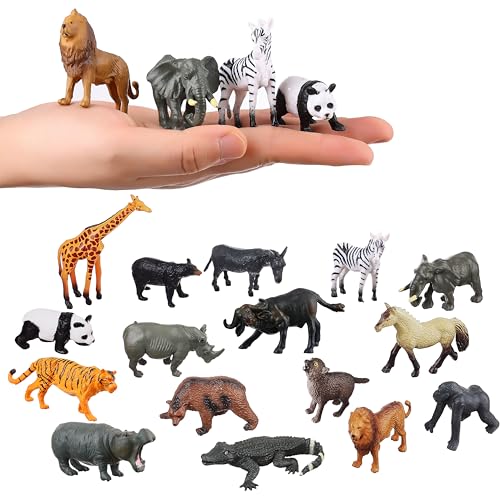 FLORMOON 16 Stück Klein Tierfiguren, Realistische Wildtiere Spielzeug für Cupcake Toppers, Lernspielzeug, Geburtstagsparty-Geschenk für Kinder Kleinkinder von FLORMOON