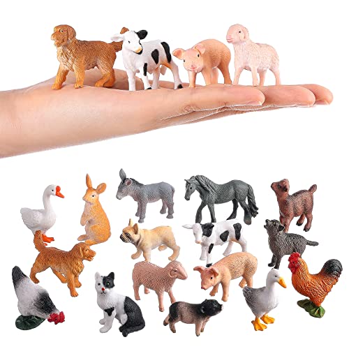 Flormoon Mini-Tierfiguren, 16 STK. Realistisch Bauernhoftiere Spielzeug für Kuchendeckel, Lernspielzeug, Geburtstag Gastgeschenke Geschenk für Kinder Kleinkinder von Flormoon
