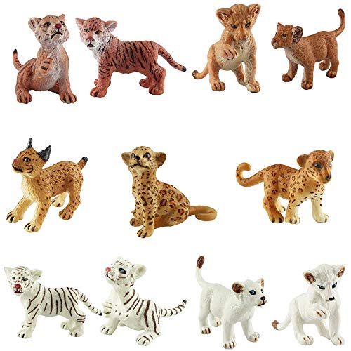 FLORMOON Löwenfigur und Tiger Figur - 11st Niedliche Realistische Tierfiguren Handgemalt Emulational Hundefiguren Spielzeug Set für Kinder ab 3 Jahren von FLORMOON