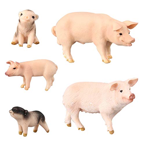 FLORMOON Schweine Spielzeug - 5 Stück realistische Tierfiguren enthält Eber, Sau, Kinderschwein - Lernspielzeug Weihnachten Geburtstagsgeschenk für Kinder ab 3 Jahre von FLORMOON