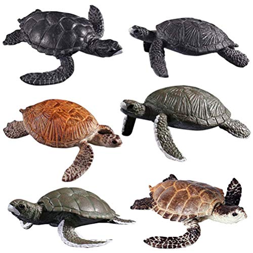 FLORMOON Schildkrötenfiguren 6st Realistische Meerestier Kunststoff Hawksbill Meeresschildkröte Figuren gesetzt Lernspielzeug für Jungen Mädchen Kinder Kleinkinder von FLORMOON
