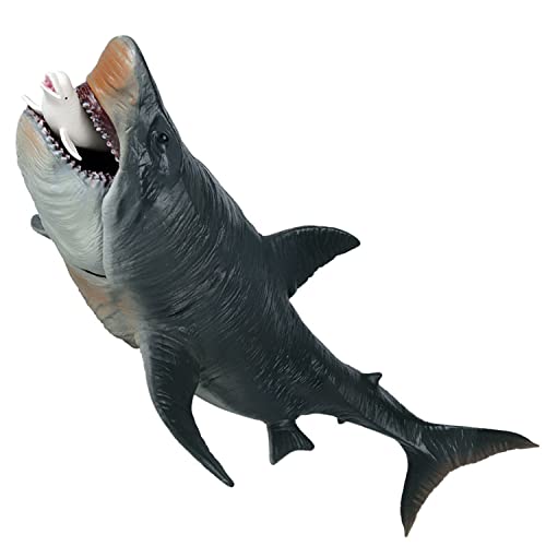 FLORMOON Megalodon Spielzeug Realistisch Große Haifiguren Badespielzeug Lernspielzeug Unterwasserwesen Aktionsmodell Kuchendeckel Sammelgeschenk für Kinder von FLORMOON