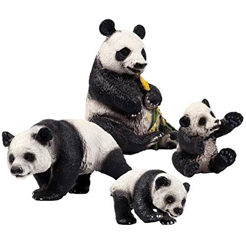 FLORMOON Tierfiguren 4 Stück Realistisch Panda Aktionsmodell Kunststoff Wildes Tier Lernparty bevorzugt Spielzeug Lehrreich Wald Bauernhof Spielzeug Geburtstag Cupcake Topper für Kinder von FLORMOON
