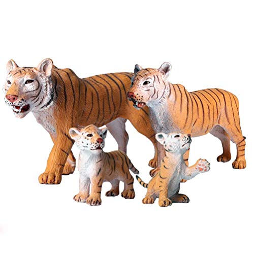 FLORMOON Tiger Tierfiguren 4pcs realistischer Tiger Aktionsmodell Kunststoff Wildes Tier Lernparty bevorzugt Spielzeug Lehrreich Wald Bauernhof Spielzeug Geburtstag für Kinder von FLORMOON