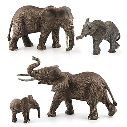 JOKFEICE Elefantenfamilie, realistische Tierfiguren, Action-Modell, Wissenschaftsprojekt, Lernspielzeug, Geburtstagsgeschenk, Kuchenaufsatz für Kinder, 4 Stück von FLORMOON