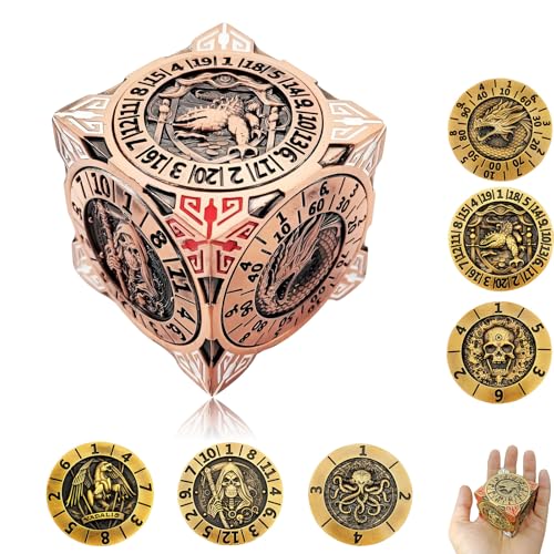 2025 Neue DND Spinner Würfel, 7 in 1 Metall Würfel Set mit 3D Relief für Dungeons and Dragons Geschenke, Polyedrisches Rollenspiel Würfel, Fantasy D&D Tabletop RPG Zubehör für DM & Player (Rotes 2025 Neue DND Spinner Würfel, 7 in 1 Metall Würfel Set mit 3D Relief für Dungeons and Dragons Geschenke, Polyedrisches Rollenspiel Würfel, Fantasy D&D Tabletop RPG Zubehör für DM & Player (Rotes von FLUEFOWL