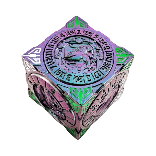 2025 Neues DND Spinner-Würfelset, 7-in-1 Metall-Würfel mit 3D-Relief, Dungeons and Dragons, polyedrische Rollenspiel-Würfel, Fantasy D&D Tabletop-RPG-Zubehör (Farbverlauf) von FLUEFOWL